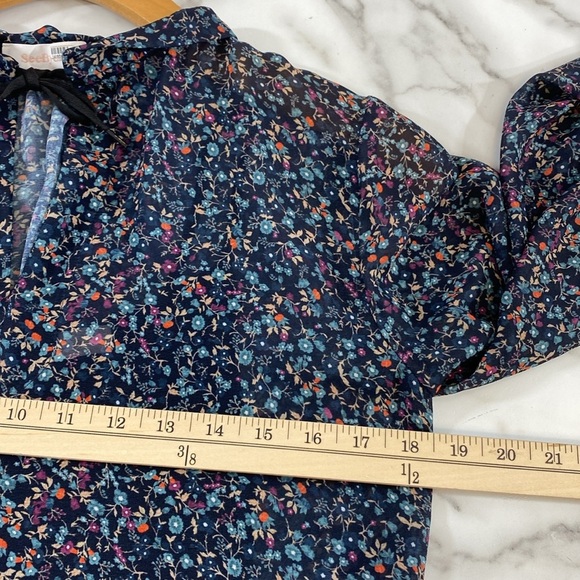 See By Chloe Floral‎ Haze Blouse Womens 34/ US 2 Black Purple Viscose Sheer Top - Picture 11 of 12